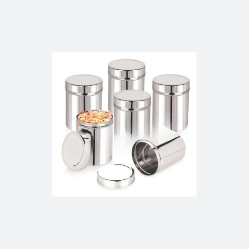 Stainless Steel Containers for kitchen | Kitchen Containers Set | Silver (1250ml - 6pcs) Food Grains Capacity - 1kg Approx