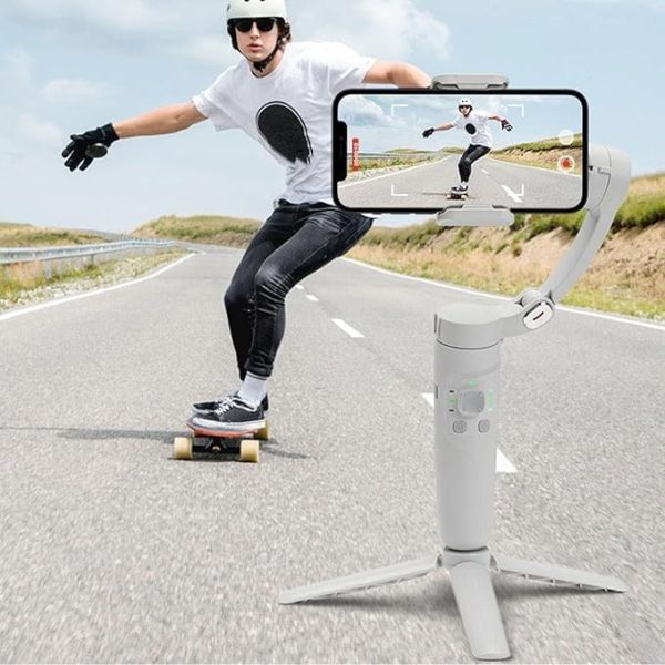 M1 Gimbal stabilizer for Smartphone Foldable 3Axis Gimbal with Tripod Face Tracking Anti Shake Phone Stabilizer for Video Recording Handheld Grey