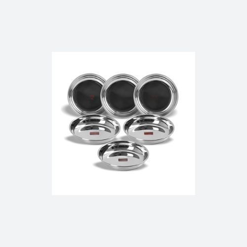 Stainless Steel Heavy Gauge Small Halwa Plates with Mirror Finish 11cm Dia - Set of 6pc