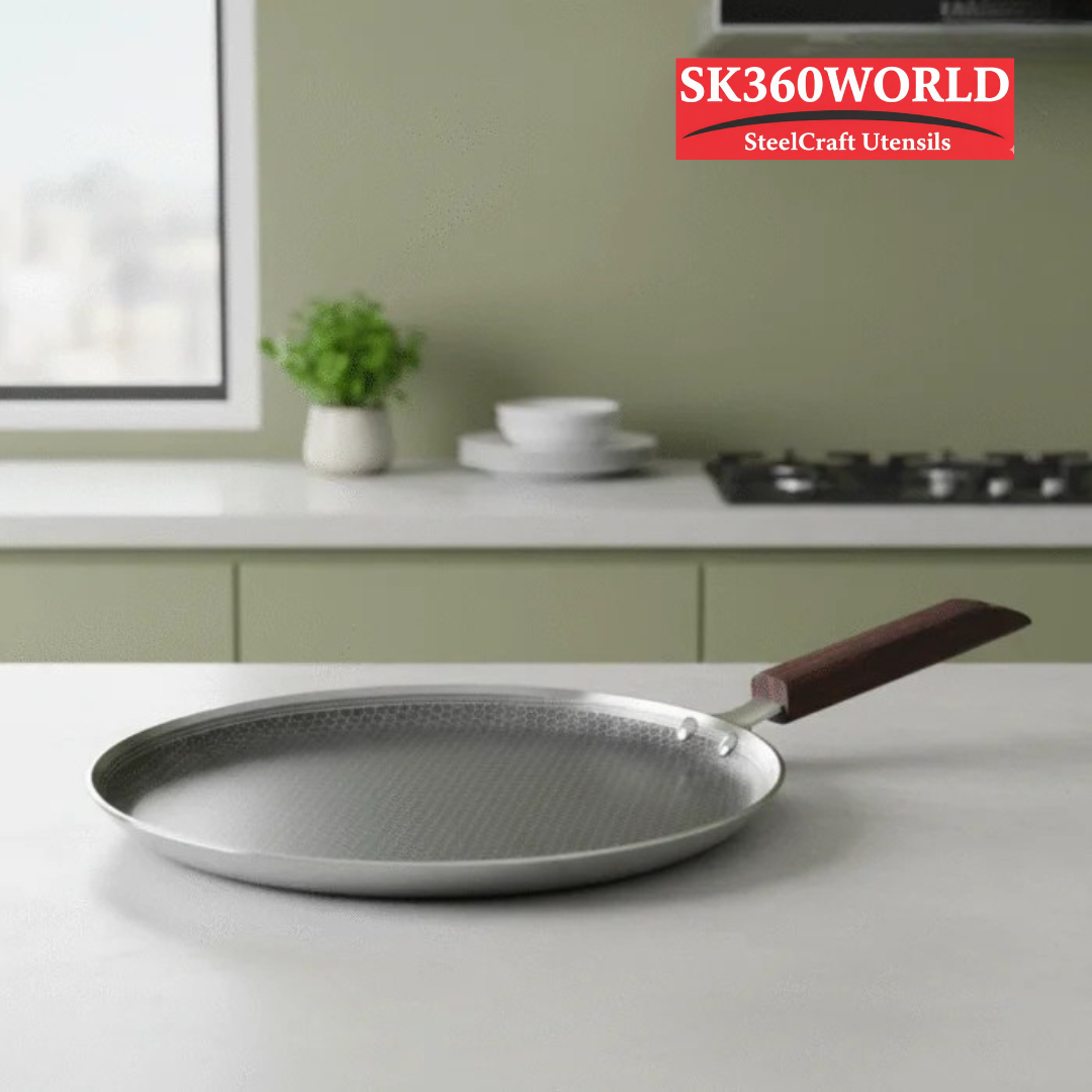 Triply Honey Comb Dosa Tawa with Wooden Handle 29 cm