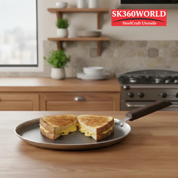 Triply Honey Comb Dosa Tawa with Wooden Handle 29 cm